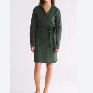 NWT Frank & Eileen Willa Long Sleeve Wrap Dress dark green Fleece sweatshirt